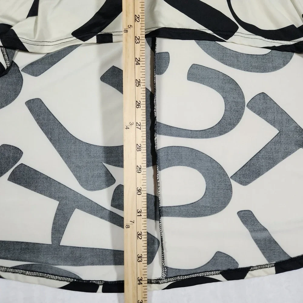 Tres Bien Black White Abstract High Low Skirt Y2K Boho Festival Womens Size XS